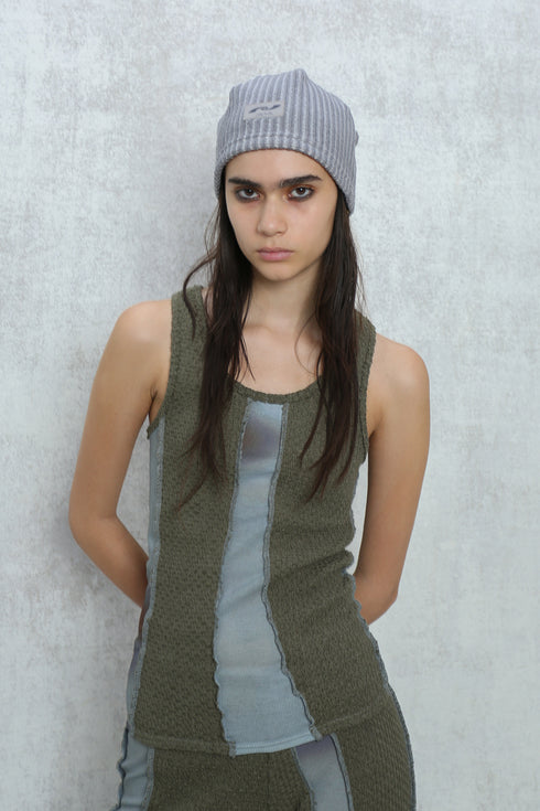 PAPER LOGO RIB BEANIE -GRAY-